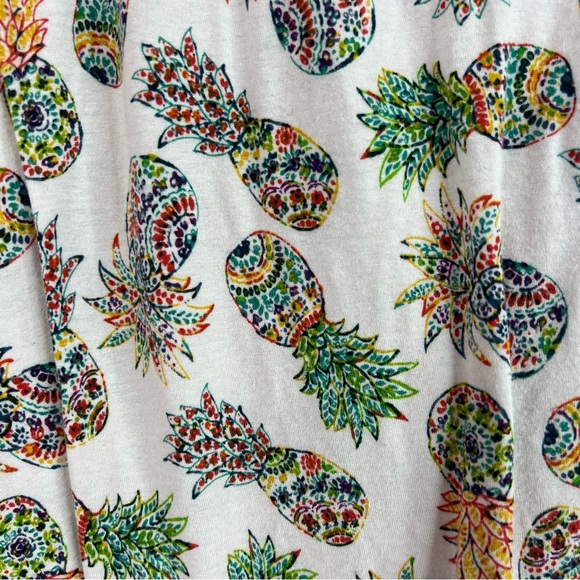 Cynthia Rowley tshirt tee pineapple geometric White Floral Blouse shirt - Picture 5 of 8